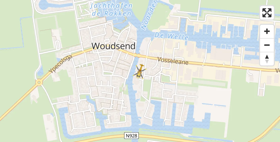 Vluchtroute Traumahelikopter van Woudsend naar Woudsend