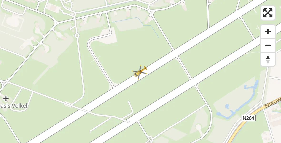 Vluchtroute Traumahelikopter van Vliegbasis Volkel naar Vliegbasis Volkel