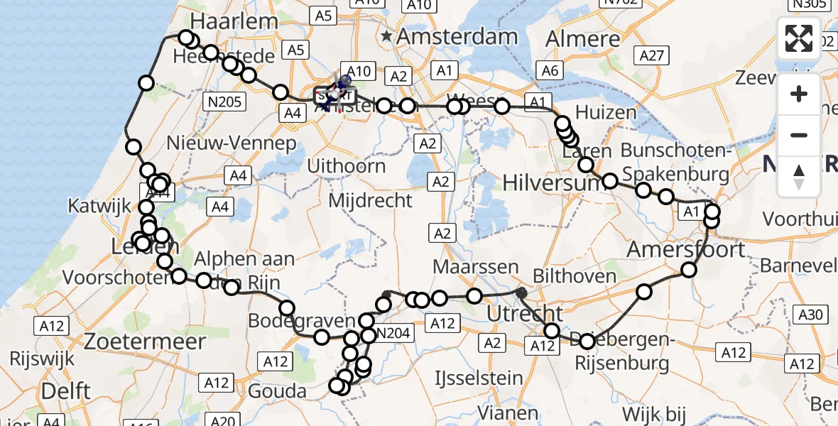 Vluchtroute Politiehelikopter Amsterdam Vliegveld Schiphol - Amsterdam Vliegveld Schiphol, 17 april 2026, 18:51