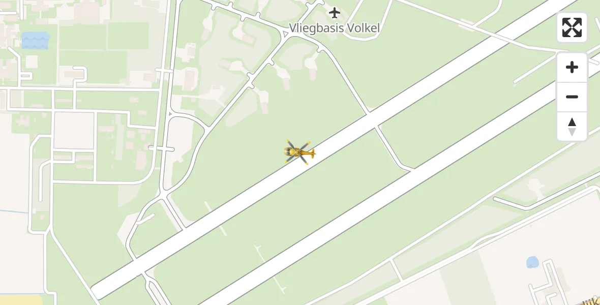 Vluchtroute Traumahelikopter van Vliegbasis Volkel naar Vliegbasis Volkel