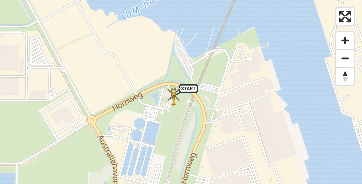 Vluchtroute Traumahelikopter van Amsterdam Heliport naar Amsterdam Heliport