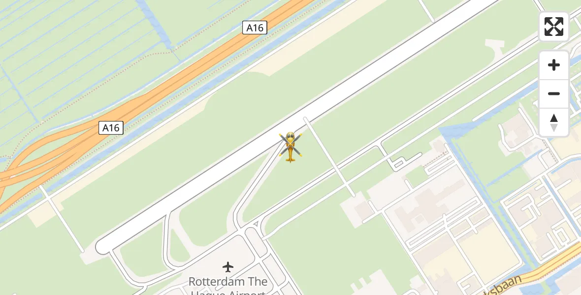 Vluchtroute Traumahelikopter van Rotterdam The Hague Airport naar Rotterdam The Hague Airport