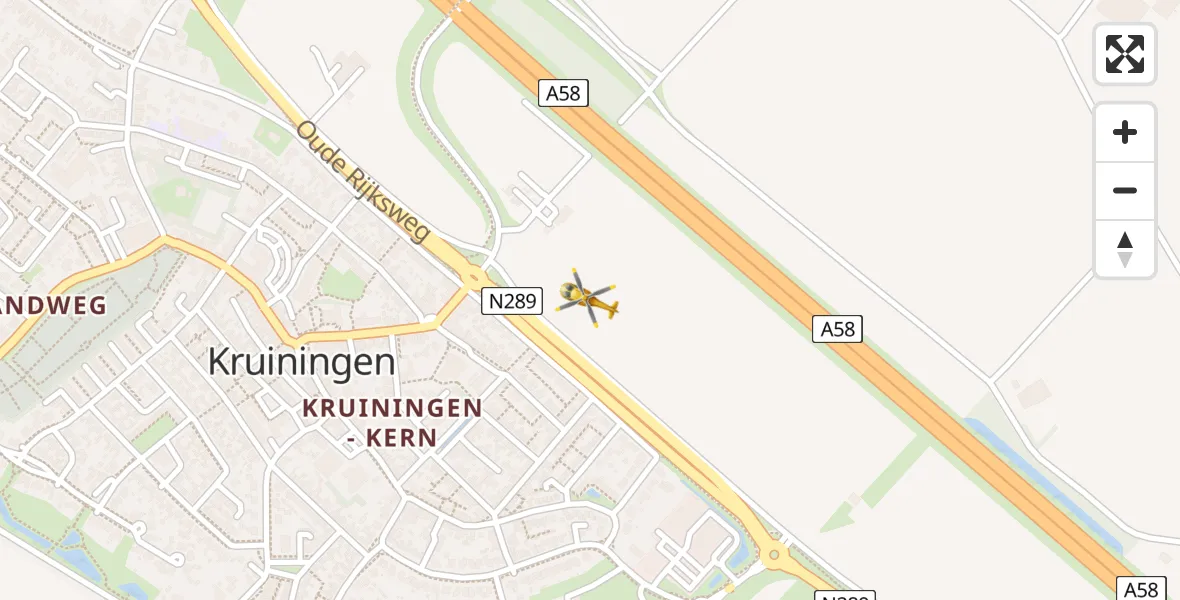 Vluchtroute Traumahelikopter van Kruiningen naar Kruiningen