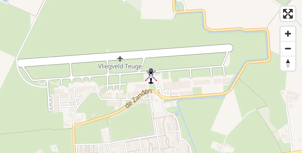 Vluchtroute Politiehelikopter van Vliegveld Teuge naar Vliegveld Teuge
