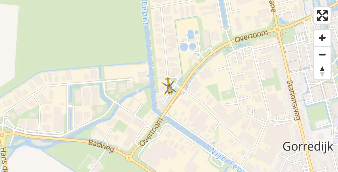 Vluchtroute Traumahelikopter van Gorredijk naar Gorredijk