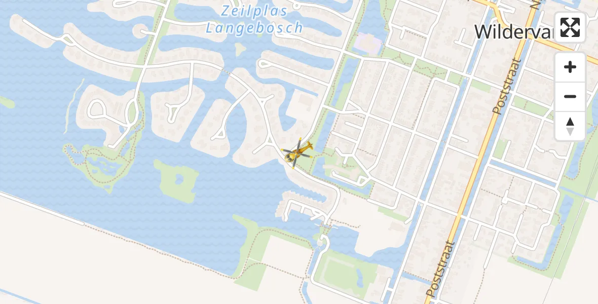 Vluchtroute Traumahelikopter van Wildervank naar Wildervank