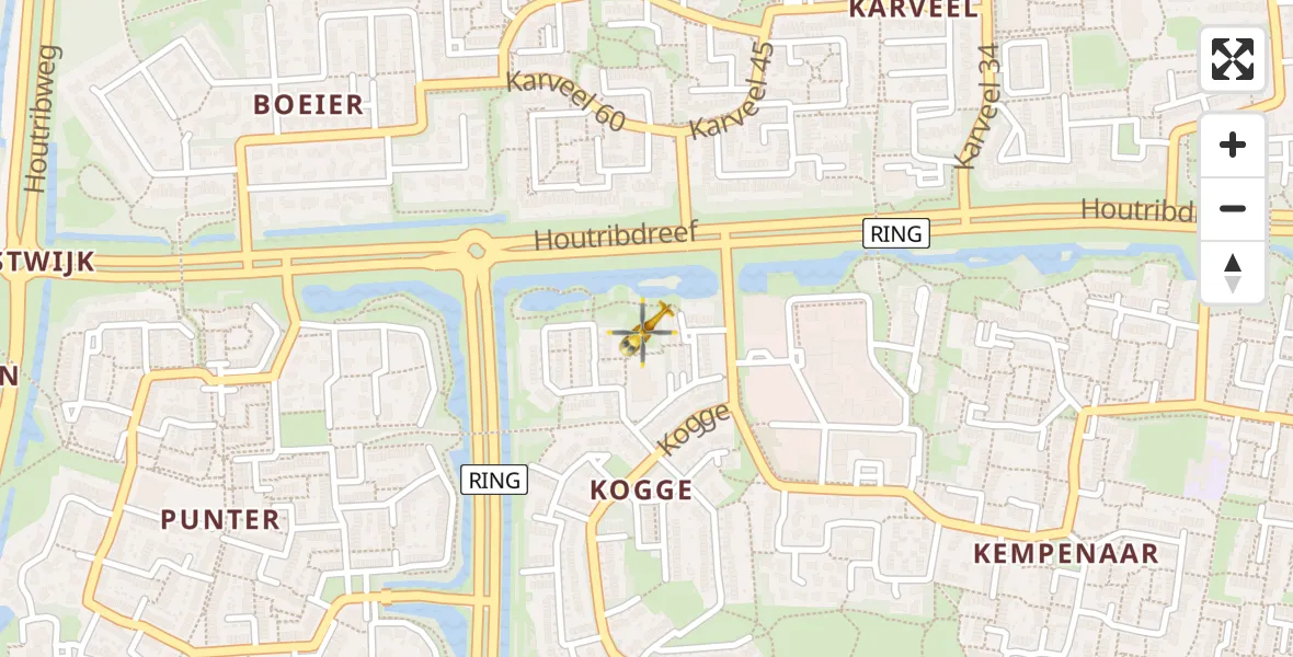 Vluchtroute Traumahelikopter van Lelystad naar Lelystad