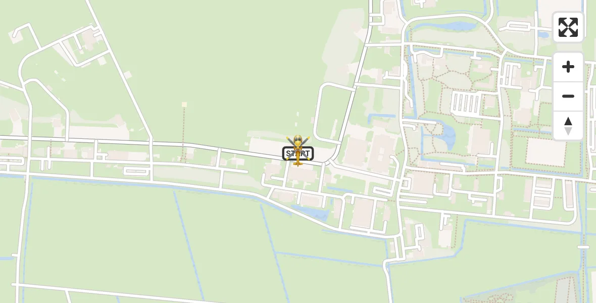 Vluchtroute Ambulancehelikopter van Vliegbasis Leeuwarden naar Vliegbasis Leeuwarden