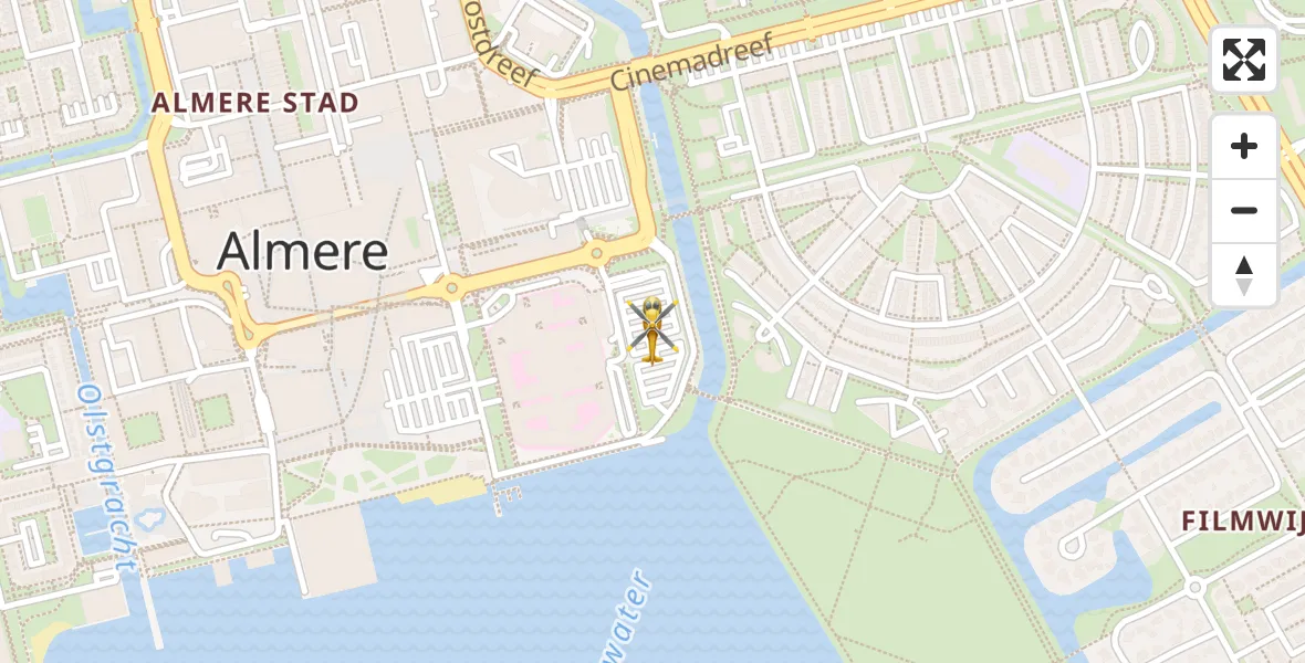 Vluchtroute Traumahelikopter van Almere naar Almere