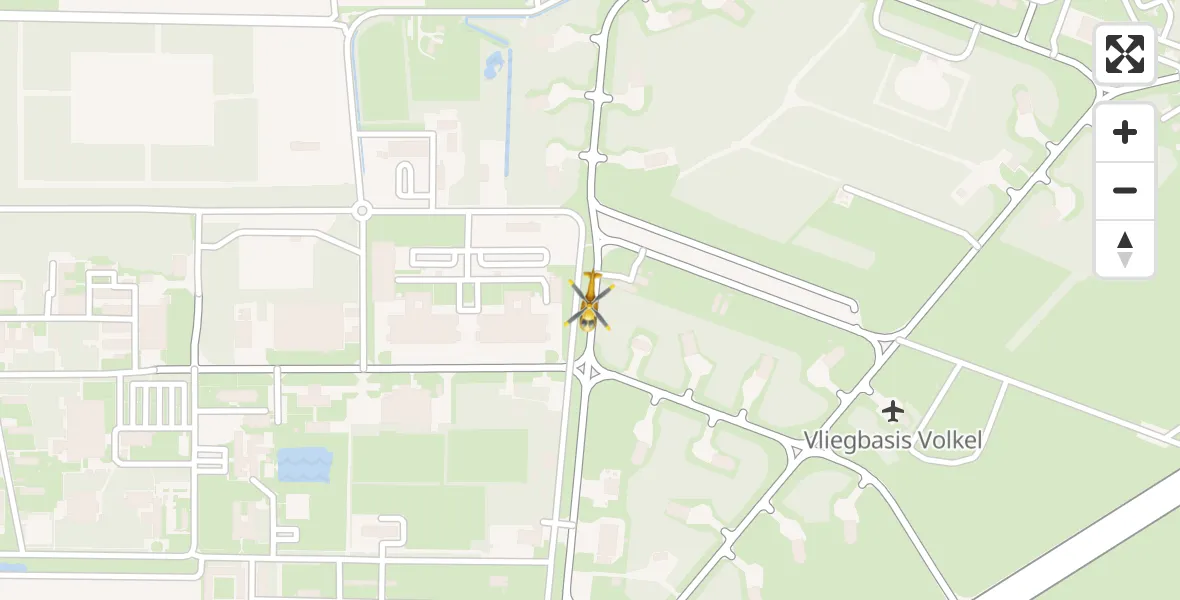 Vluchtroute Traumahelikopter van Vliegbasis Volkel naar Vliegbasis Volkel