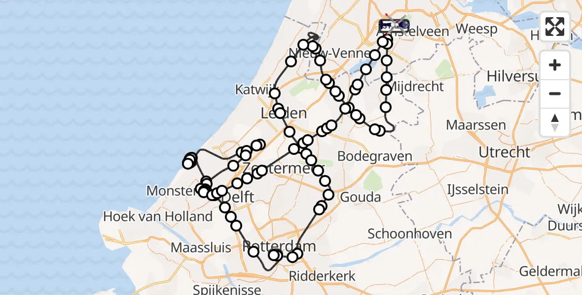 Vluchtroute Politiehelikopter Amsterdam Vliegveld Schiphol - Amsterdam Vliegveld Schiphol, 18 april 2026, 19:03