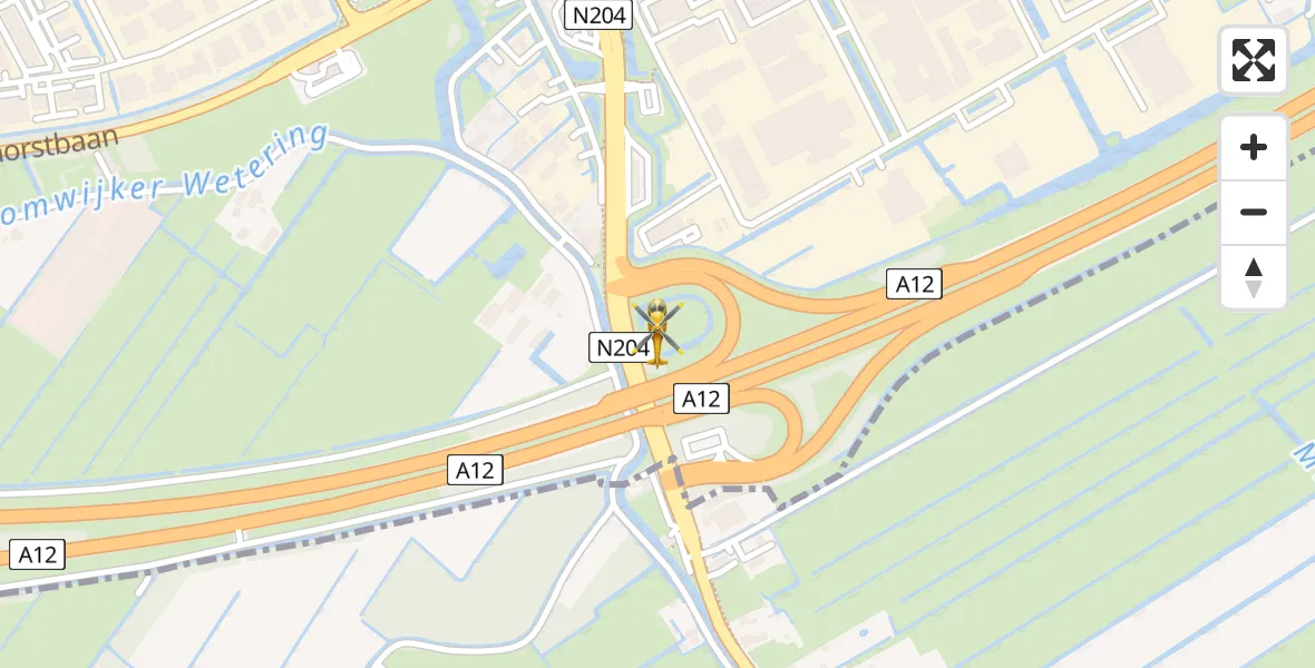 Vluchtroute Traumahelikopter van Woerden naar Woerden