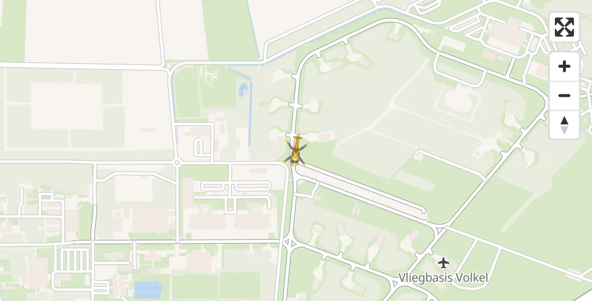 Vluchtroute Traumahelikopter van Vliegbasis Volkel naar Vliegbasis Volkel
