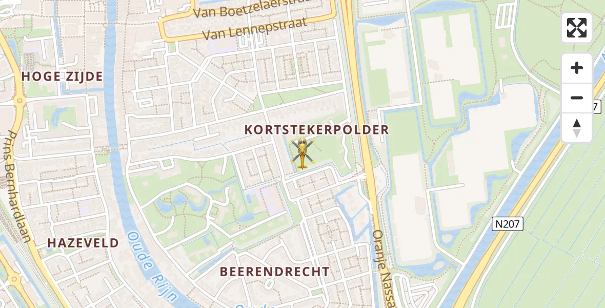 Vluchtroute Traumahelikopter van Alphen aan den Rijn naar Alphen aan den Rijn
