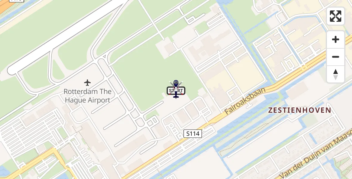 Vluchtroute Politiehelikopter van Rotterdam The Hague Airport naar Rotterdam The Hague Airport