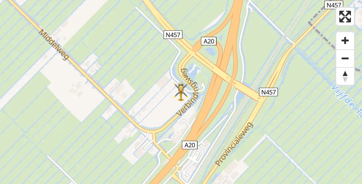 Vluchtroute Traumahelikopter van Cortelande naar Cortelande