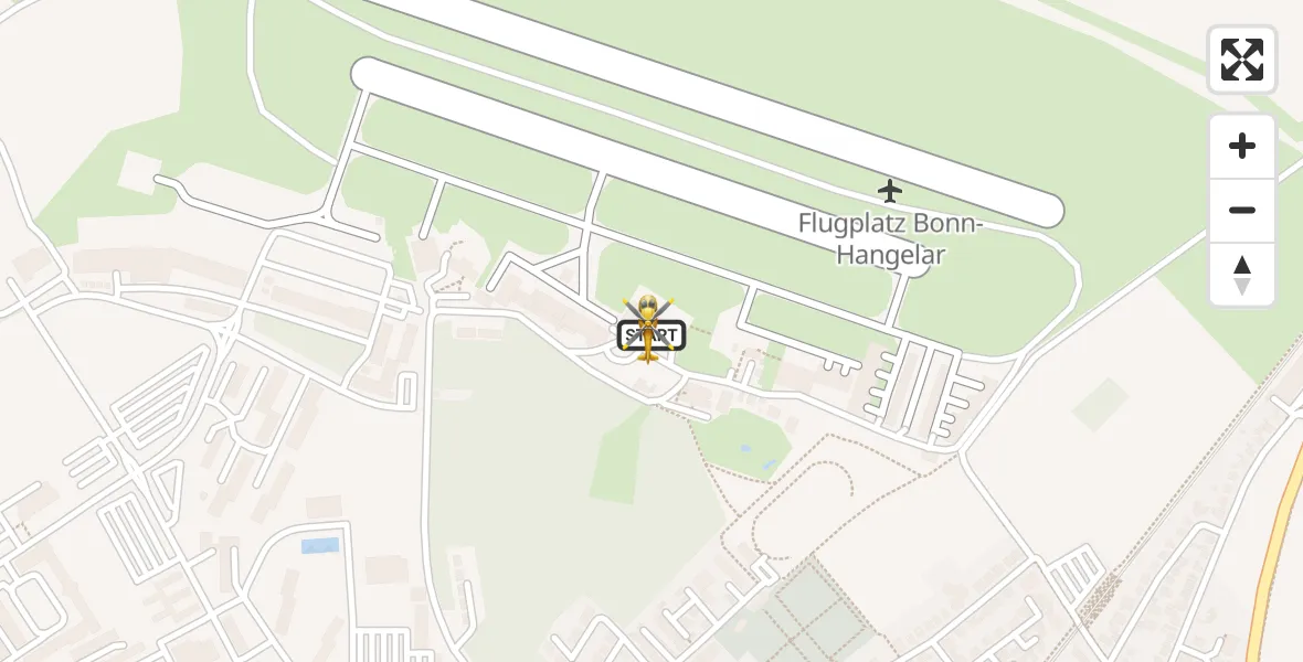 Vluchtroute Ambulancehelikopter van Bonn-Hangelar Flugplatz naar Bonn-Hangelar Flugplatz