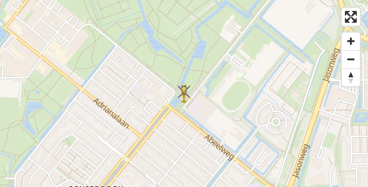 Vluchtroute Traumahelikopter van Rotterdam naar Rotterdam