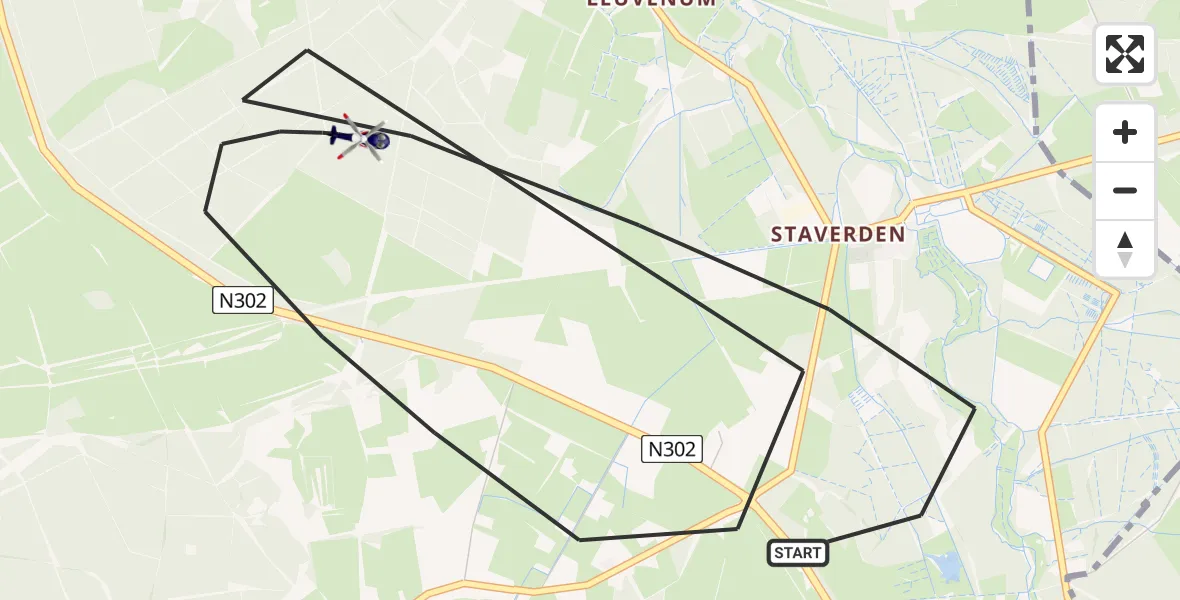 Vluchtroute Politiehelikopter van Ermelo naar Ermelo