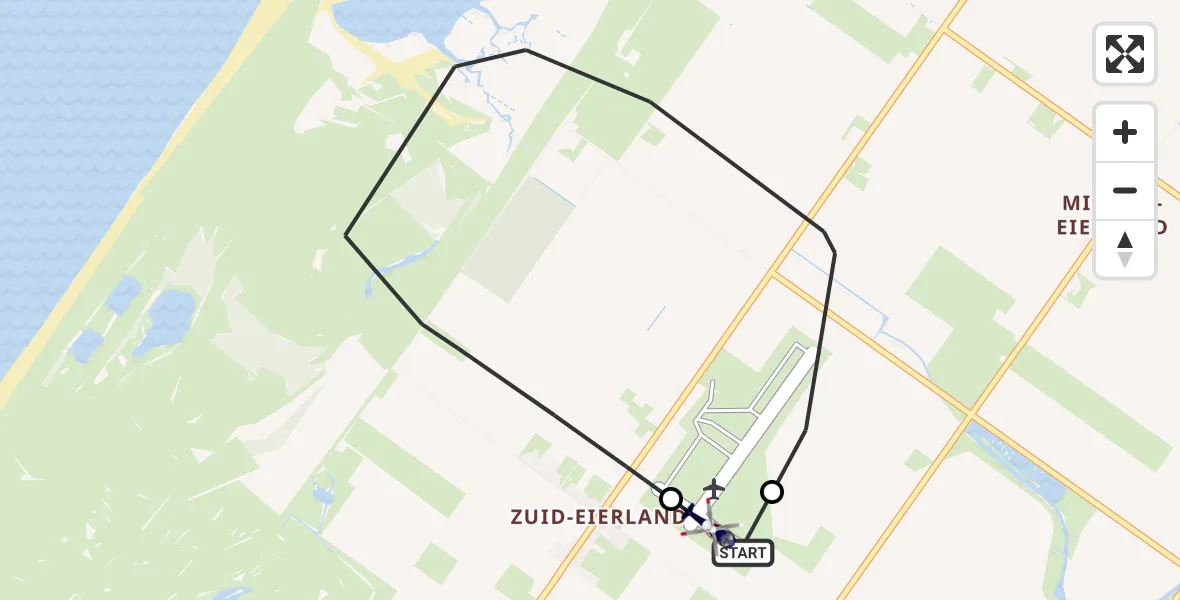 Vluchtroute Politiehelikopter van Texel International Airport naar Texel International Airport
