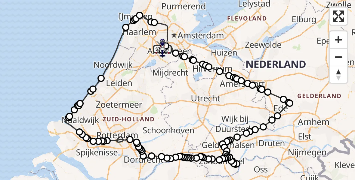 Vluchtroute Politiehelikopter Amsterdam Vliegveld Schiphol - Amsterdam Vliegveld Schiphol, 21 april 2026, 12:55