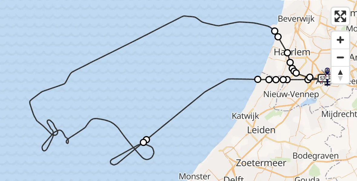 Vluchtroute Politiehelikopter Amsterdam Vliegveld Schiphol - Amsterdam Vliegveld Schiphol, 21 april 2026, 19:13