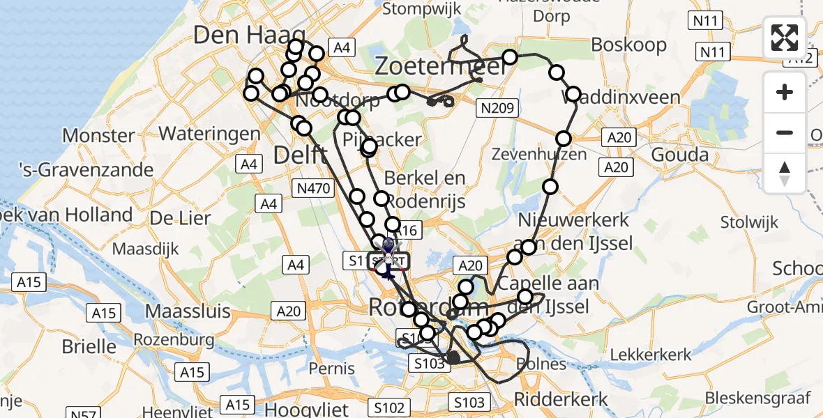 Vluchtroute Politiehelikopter Rotterdam The Hague Airport - Rotterdam The Hague Airport, 22 april 2026, 17:11