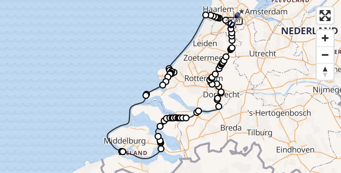 Vluchtroute Politiehelikopter Amsterdam Vliegveld Schiphol - Amsterdam Vliegveld Schiphol, 23 april 2026, 17:33