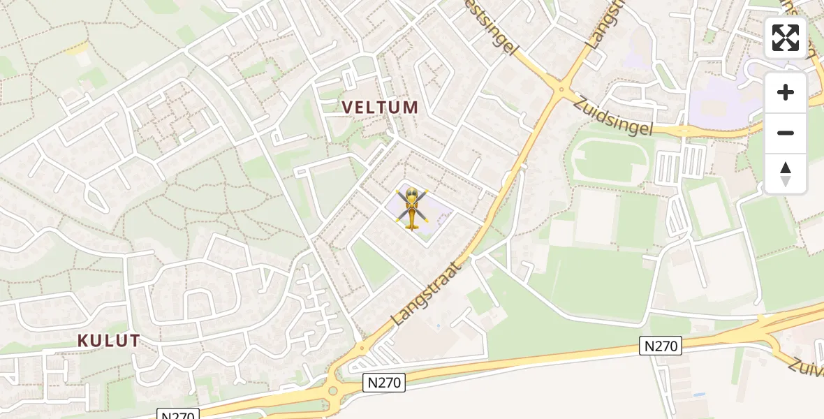 Vluchtroute Traumahelikopter van Venray naar Venray