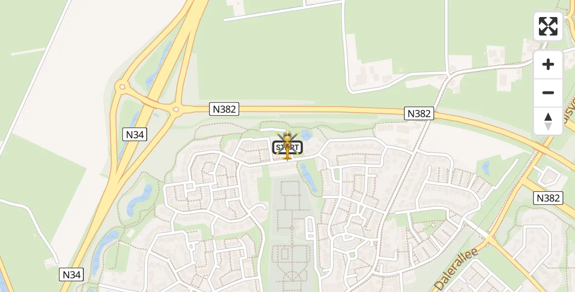 Vluchtroute Traumahelikopter van Coevorden naar Coevorden