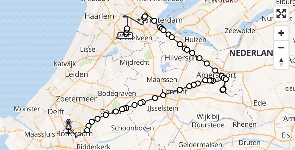 Vluchtroute Politiehelikopter Amsterdam Vliegveld Schiphol - Rotterdam The Hague Airport, 24 april 2026, 13:56