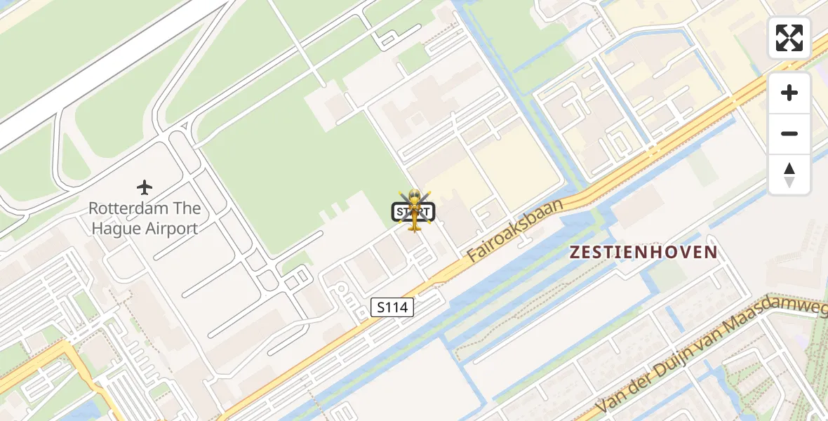 Vluchtroute Traumahelikopter van Rotterdam The Hague Airport naar Rotterdam The Hague Airport