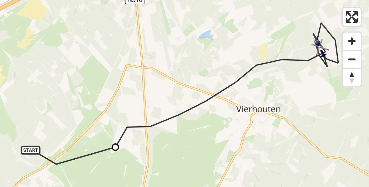 Vluchtroute Politiehelikopter van Elspeet naar Vierhouten