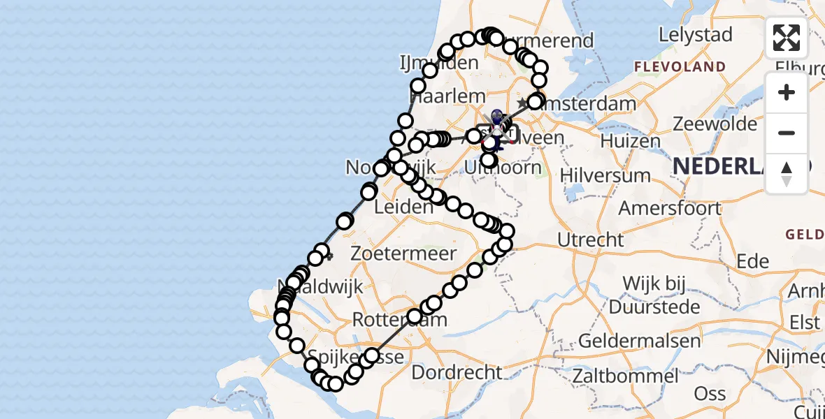 Vluchtroute Politiehelikopter van Amsterdam Vliegveld Schiphol naar Amsterdam Vliegveld Schiphol