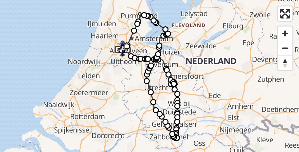 Vluchtroute Politiehelikopter Amsterdam Vliegveld Schiphol - Amsterdam Vliegveld Schiphol, 25 april 2026, 18:15