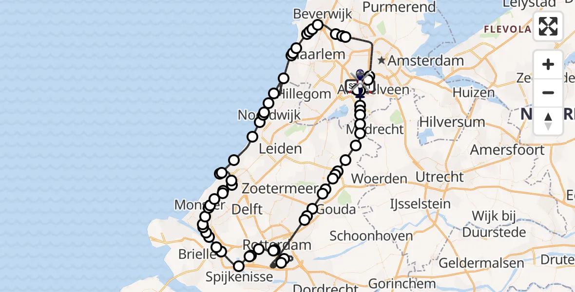 Vluchtroute Politiehelikopter Amsterdam Vliegveld Schiphol - Amsterdam Vliegveld Schiphol, 25 april 2026, 18:19