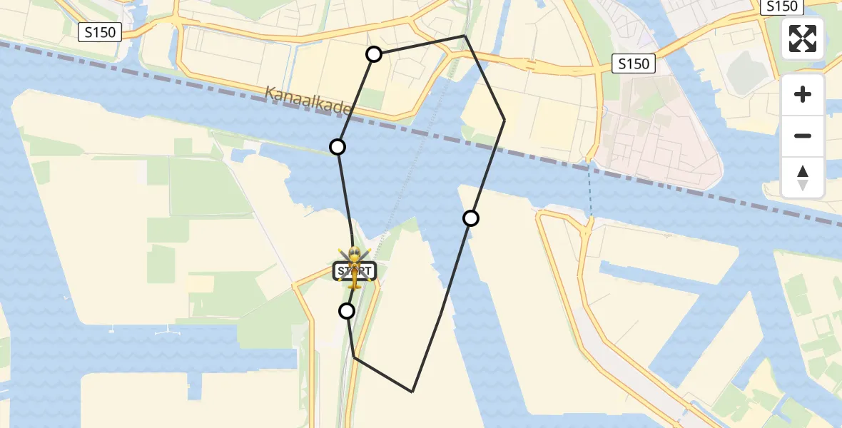 Vluchtroute Traumahelikopter van Amsterdam Heliport naar Amsterdam Heliport