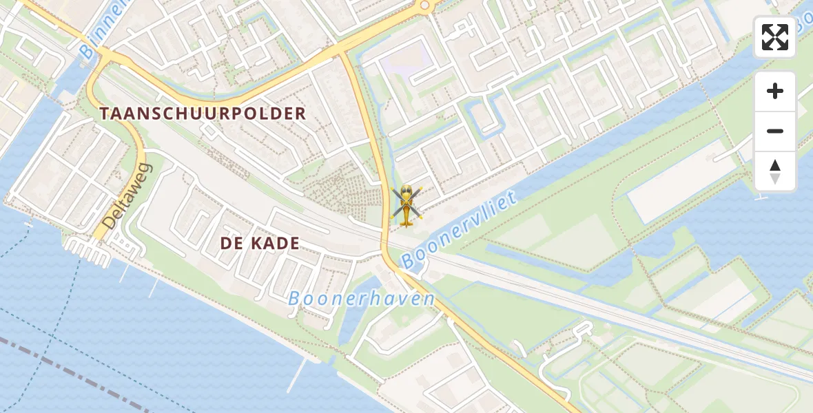 Vluchtroute Traumahelikopter van Maassluis naar Maassluis