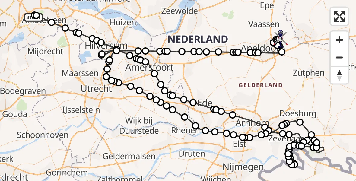 Vluchtroute Politiehelikopter Amsterdam Vliegveld Schiphol - Vliegveld Teuge, 27 april 2026, 05:36