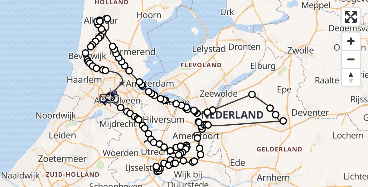 Vluchtroute Politiehelikopter Amsterdam Vliegveld Schiphol - Amsterdam Vliegveld Schiphol, 27 april 2026, 08:29