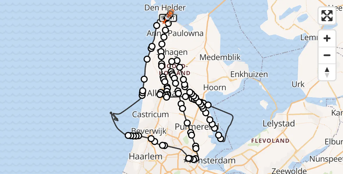 Vluchtroute Kustwachthelikopter Militair vliegveld De Kooy / Den Helder Airport - Militair vliegveld De Kooy / Den Helder Airport, 27 april 2026, 13:11