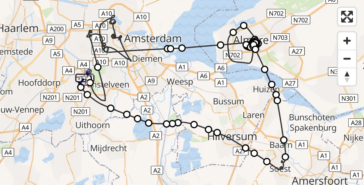 Vluchtroute Politiehelikopter Amsterdam Vliegveld Schiphol - Amsterdam Vliegveld Schiphol, 27 april 2026, 13:39