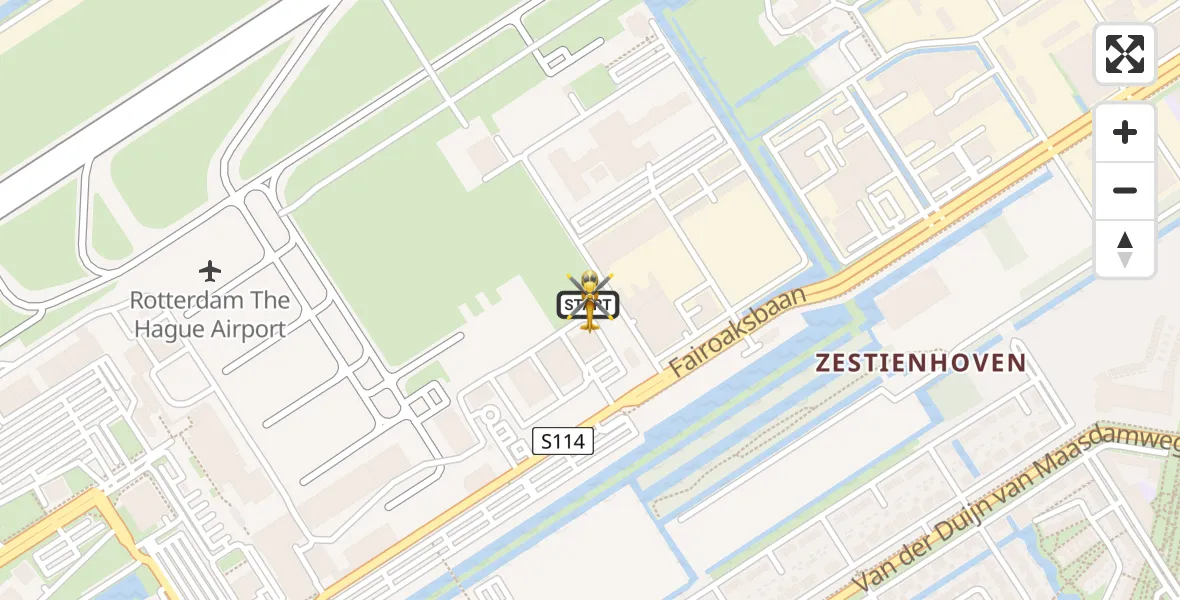 Vluchtroute Traumahelikopter van Rotterdam The Hague Airport naar Rotterdam The Hague Airport