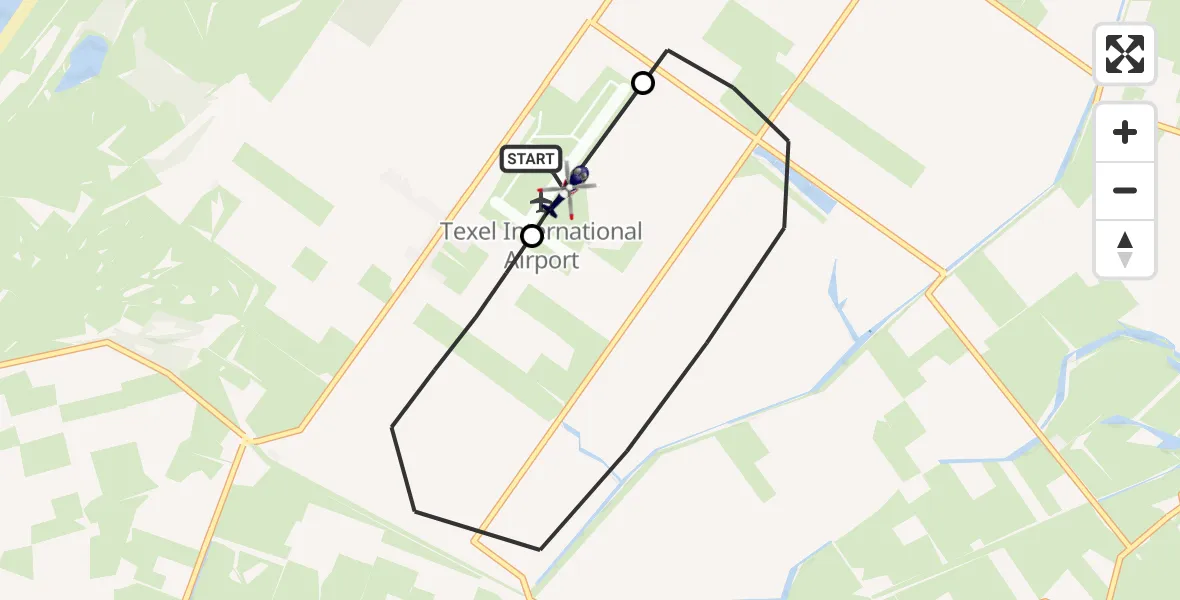 Vluchtroute Politiehelikopter van Texel International Airport naar Texel International Airport