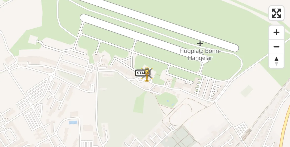 Vluchtroute Ambulancehelikopter van Bonn-Hangelar Flugplatz naar Bonn-Hangelar Flugplatz