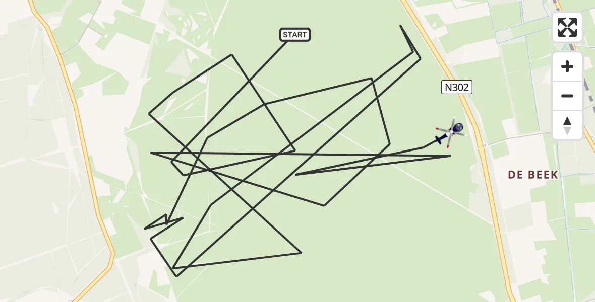 Routekaart van de vlucht: Politiehelikopter naar Ermelo, Speulderveld