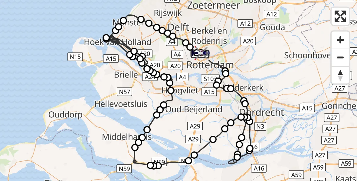 Vluchtroute Politiehelikopter Rotterdam The Hague Airport - Rotterdam The Hague Airport, 29 april 2026, 07:49
