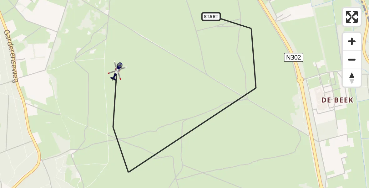 Vluchtroute Politiehelikopter van Ermelo naar Ermelo