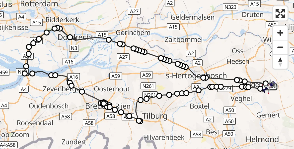 Vluchtroute Politiehelikopter Vliegbasis Volkel - Vliegbasis Volkel, 29 april 2026, 11:20