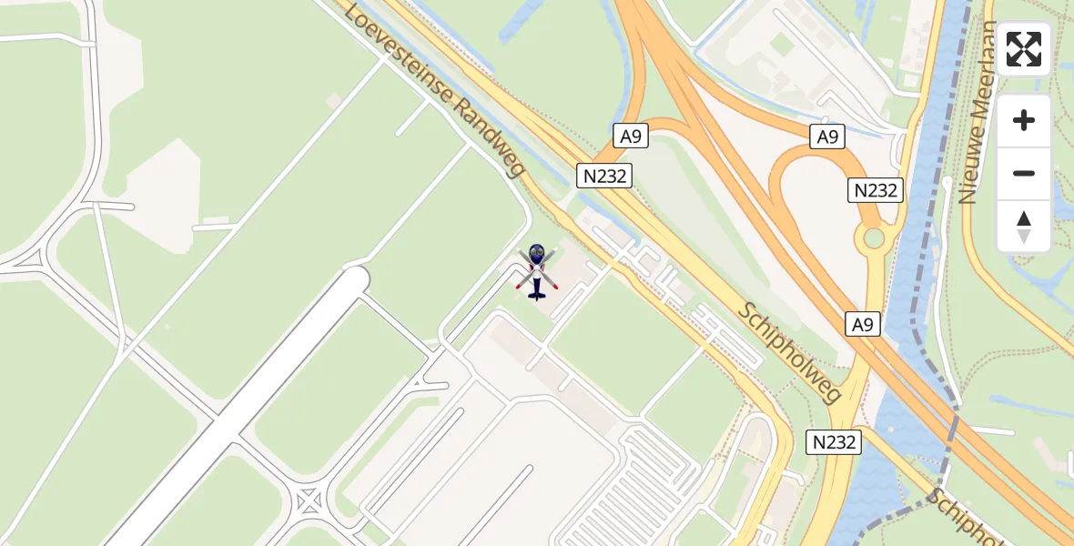 Vluchtroute Politiehelikopter van Amsterdam Vliegveld Schiphol naar Amsterdam Vliegveld Schiphol